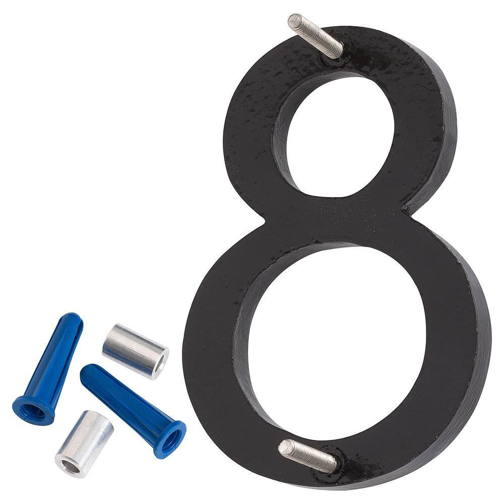 None 10 in. Satin Nickel/Black 2 Tone Aluminum Floating or Flat Modern House Number 8