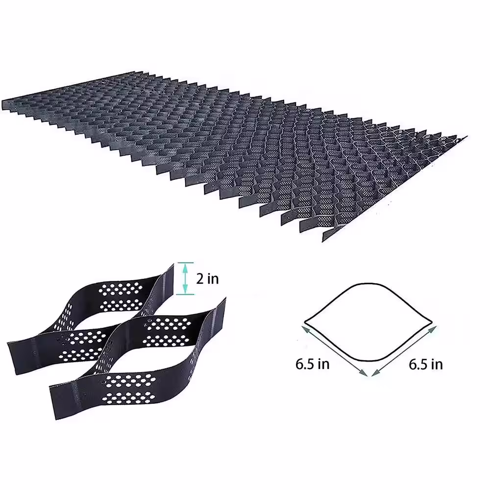 Wellco 10 ft. x 16.5 ft. x 2 in. Plastic Ground Geo Grid Driveway Ground Pavers for Landscaping