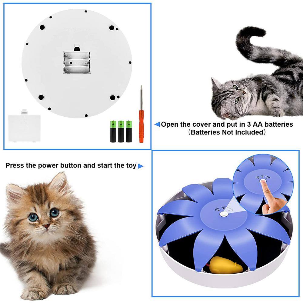 Tatayosi Automatic Electric Magnetic Spinning Cat Toys with Emulational Mouse, Fluffy Tails, Toys for Cats