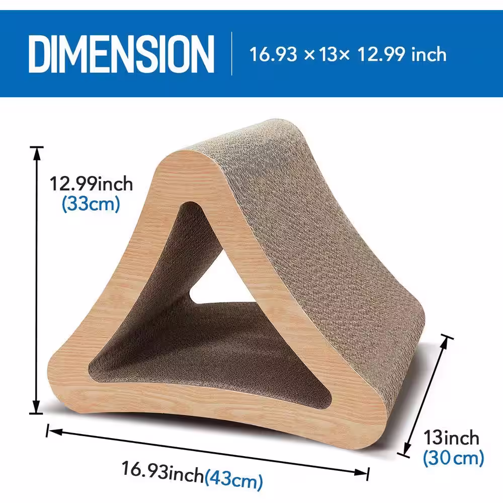None 3-Sided Triangle Cat Scratching Post Scratcher Cardboard, Recycle Corrugated Vertical Cat Board Pads