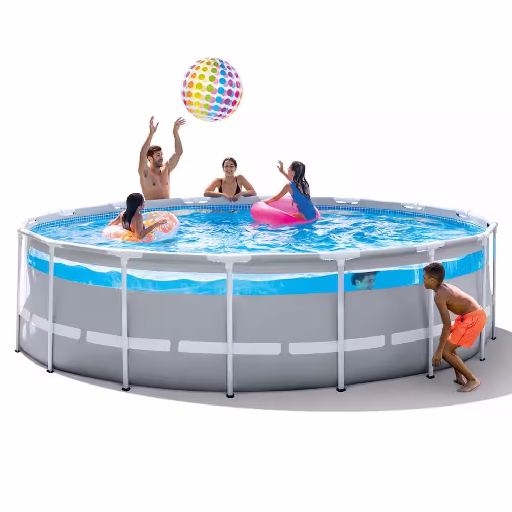 INTEX 16 ft. x 48 in. Clearview Prism Above Ground Swimming Pool with Pump, Round