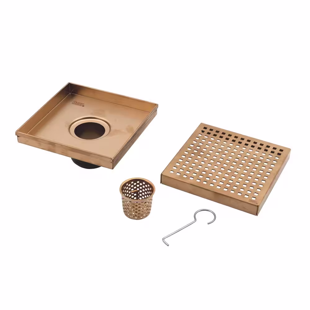 Oatey Designline 6 in. x 6 in. Stainless Steel Square Shower Drain with Square Pattern Drain Cover in Champagne Bronze