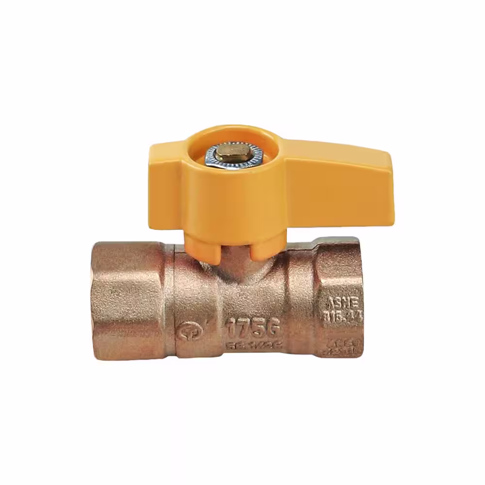 The Plumber's Choice 1/2 in. Brass FIP Gas Ball Valve with Yellow Aluminum Alloy Handle