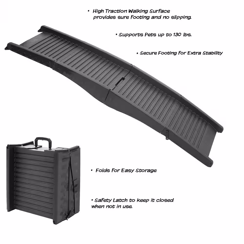 Pet Trex Black Folding Pet Ramp for Home or Car