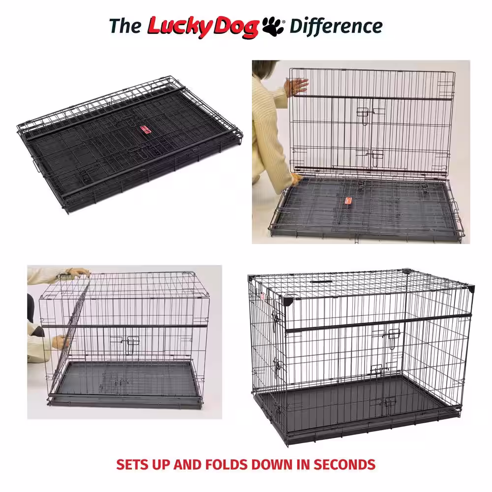 Lucky Dog 54 in. Double-Door Crate with Sliding Doors