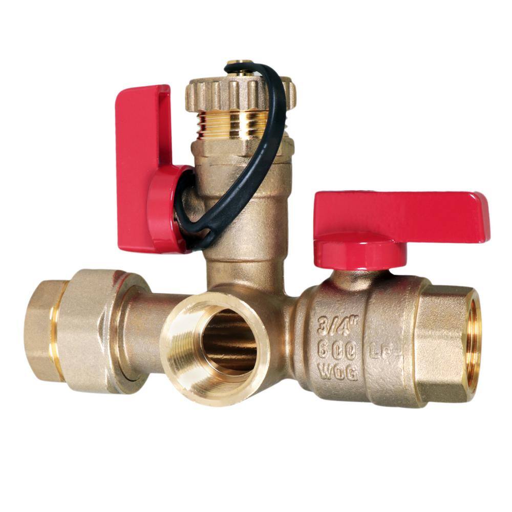 The Plumber's Choice 3/4 in. FIP Tankless Water Heater Kit- Set of 2 Heavy Duty Hot and Cold Isolation Valves with Cleanouts, Forged Brass