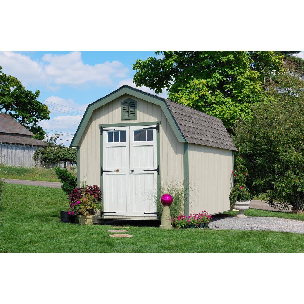 LITTLE COTTAGE CO. Colonial Greenfield 8 ft. x 10 ft. Wood Storage Building DIY Kit with 4 ft. Sidewalls with Floor