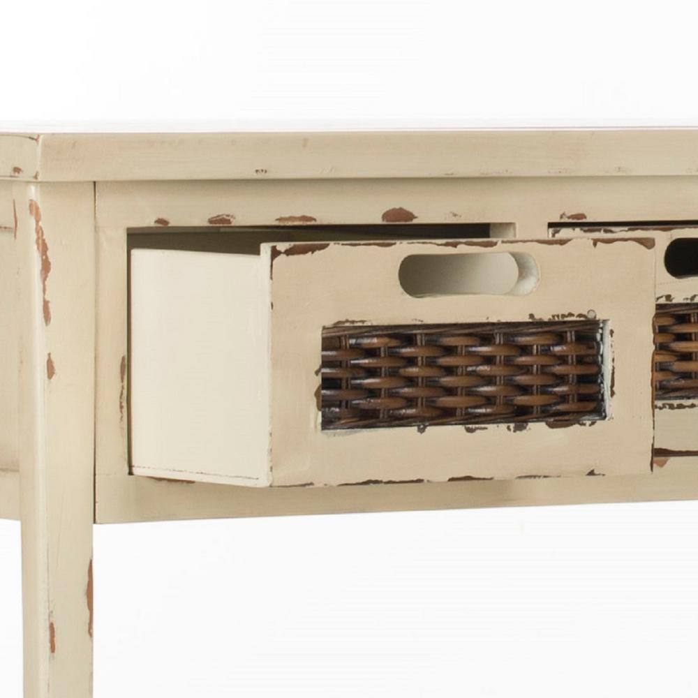 SAFAVIEH Autumn 34 in. 3-Drawer Rustic White/Cream Wood Console Table