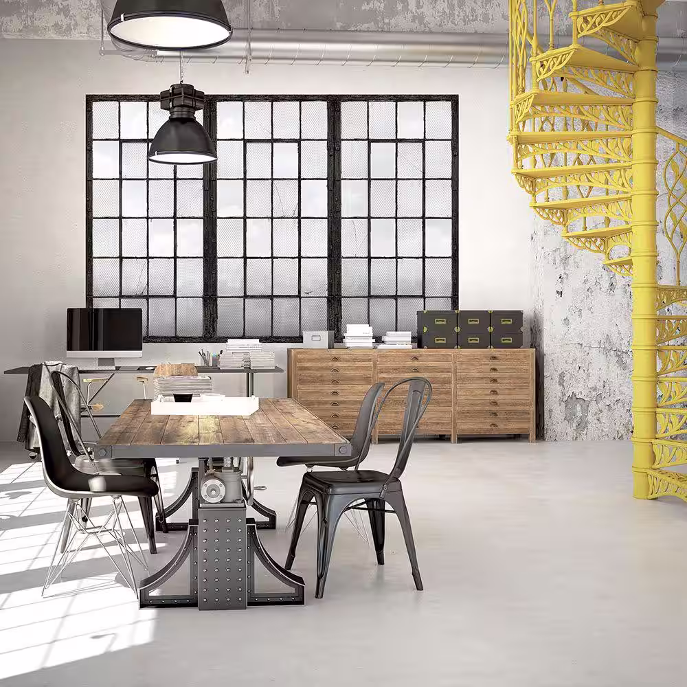 Brewster 72 in. H x 107 in. W Warehouse Windows Mural Charcoal Industrial Texture Wall Mural