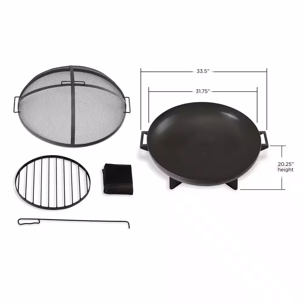 Real Flame Anson 32 in. Wood Burning Steel Fire Bowl in Gray