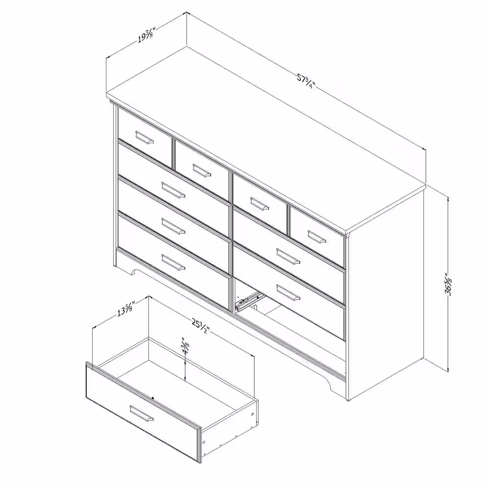 South Shore Versa 8-Drawer Weathered Oak Dresser