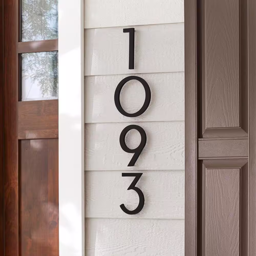 Everbilt 6 in. Matte Black Aluminum Floating or Flat Modern House Number 9