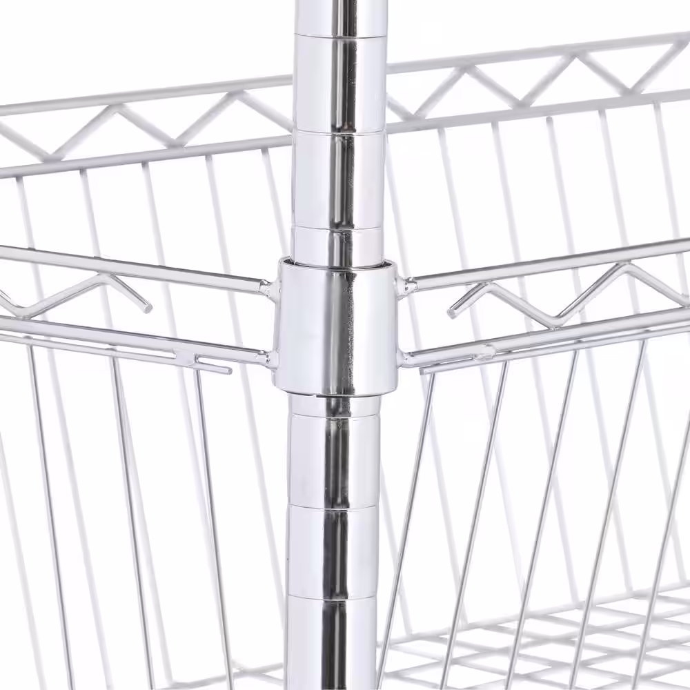 Honey-Can-Do Rolling Laundry Clothes Rack with Shelves, Chrome