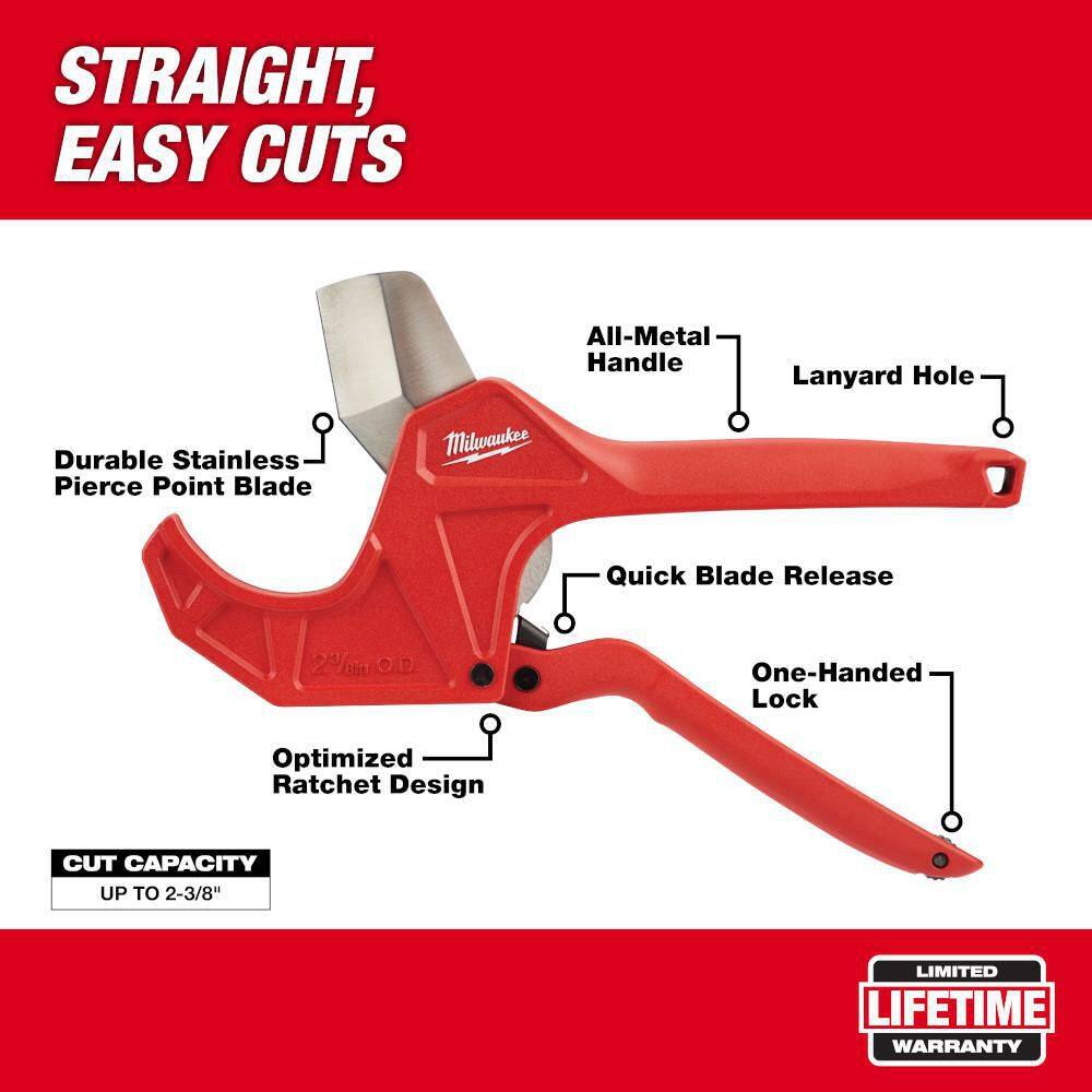 Milwaukee 1-5/8 in. Ratcheting Pipe with 1 in. Pex Tubing Cutter Mil (2-Piece)
