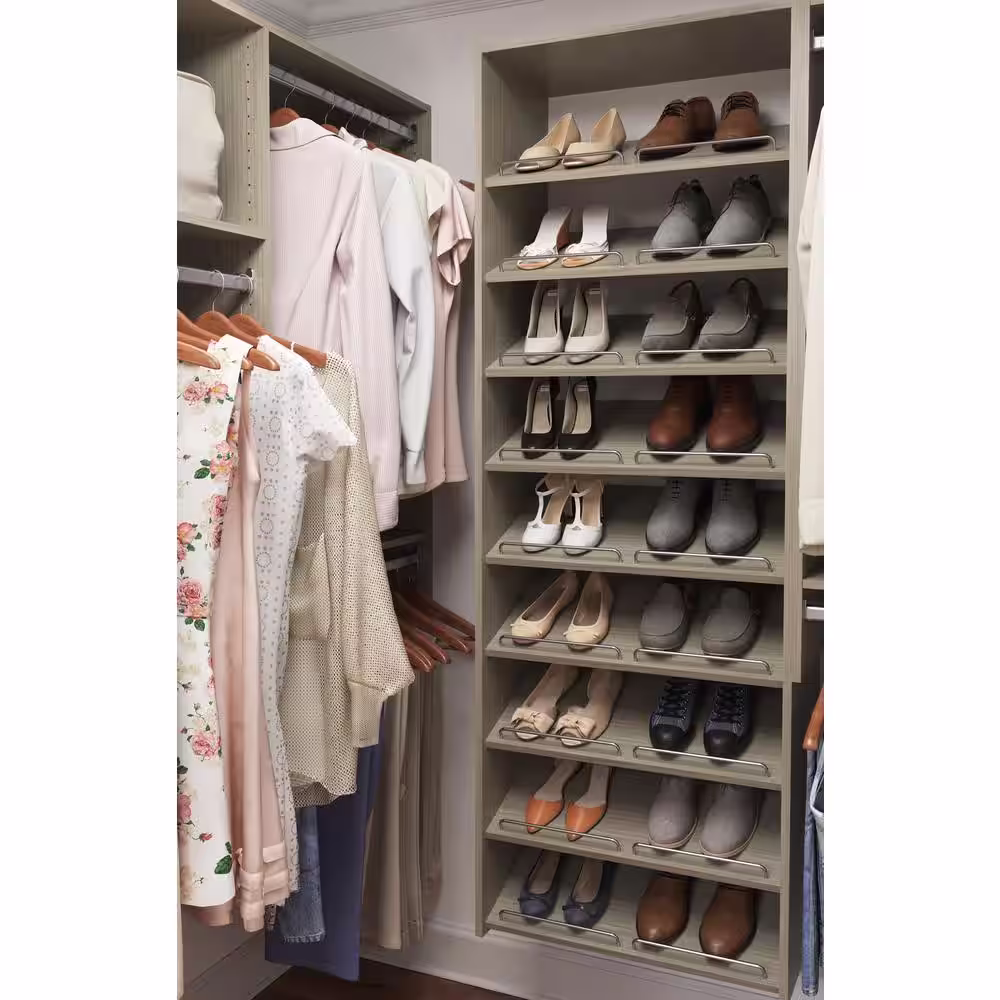 Closet Evolution 14 in. D x 24 in. W x 0.625 in. H 9-Pair Rustic Grey Shoe Shelf (3-Pack)