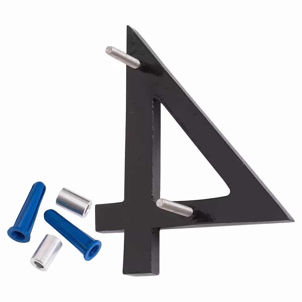 Montague Metal Products 8 in. Black Aluminum Floating or Flat Modern House Number 4