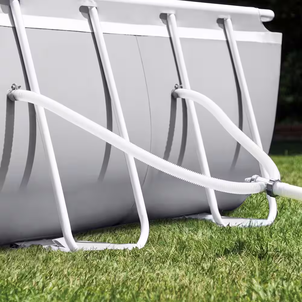 Intex 20 ft. x 10 ft. x 48 in. Prism Frame Oval Swimming Pool Set Ladder, Cover, and Pump