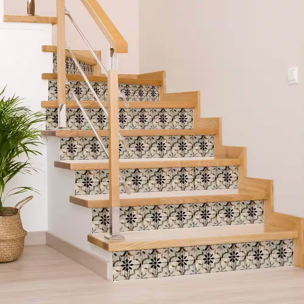 None Brown and Black R25 6 in. x 6 in. Vinyl Peel and Stick Tile (24 Tiles, 6 sq. ft./Pack)