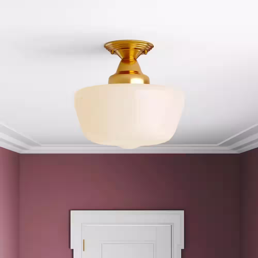 aiwen Modern 1-Light Simple Dome Semi Flush Mount Farmhouse Ceiling Ceiling lighting with Clear Glass Shade