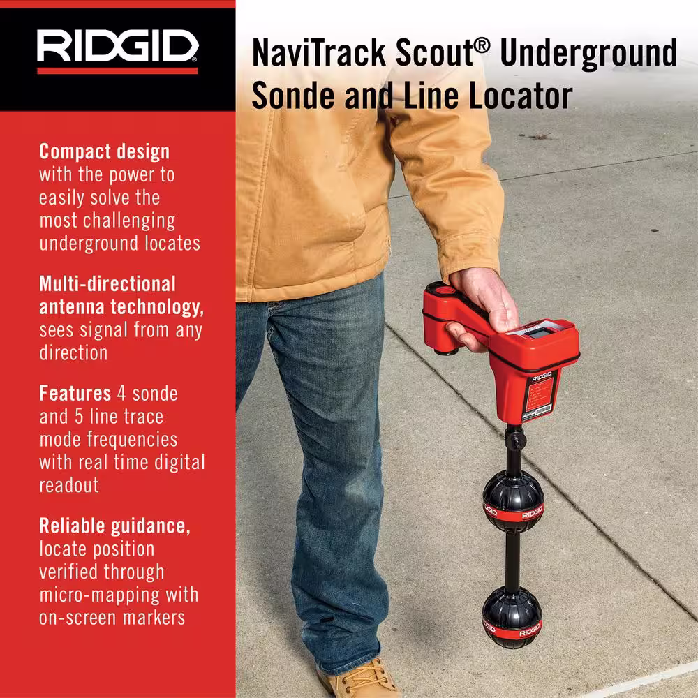 RIDGID NaviTrack Scout Underground Sonde and Cable Locator, Multidirectional Locating Device, Battery Operated or Rechargeable