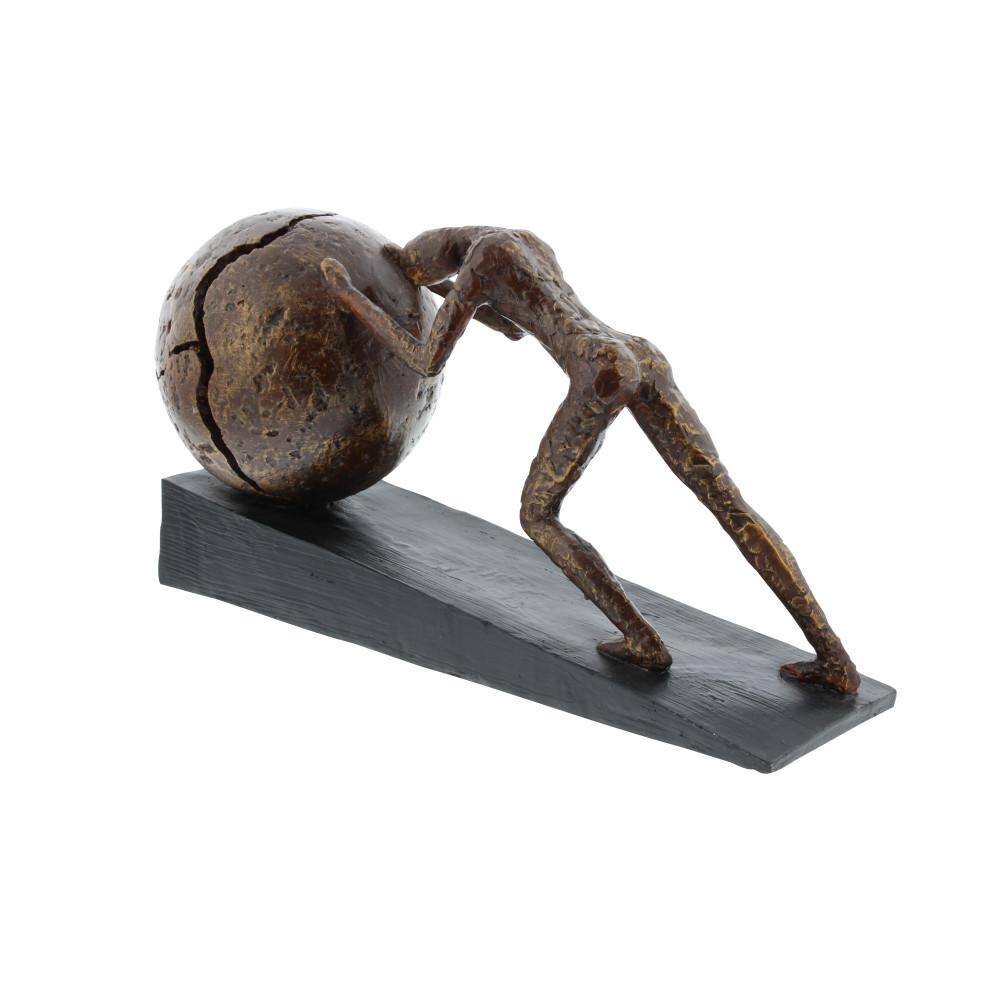 Litton Lane Brown Polystone People Sculpture with Ball