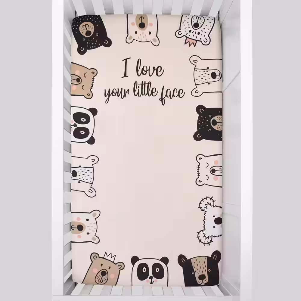 NoJo White Graphic Cotton Crib Sheet