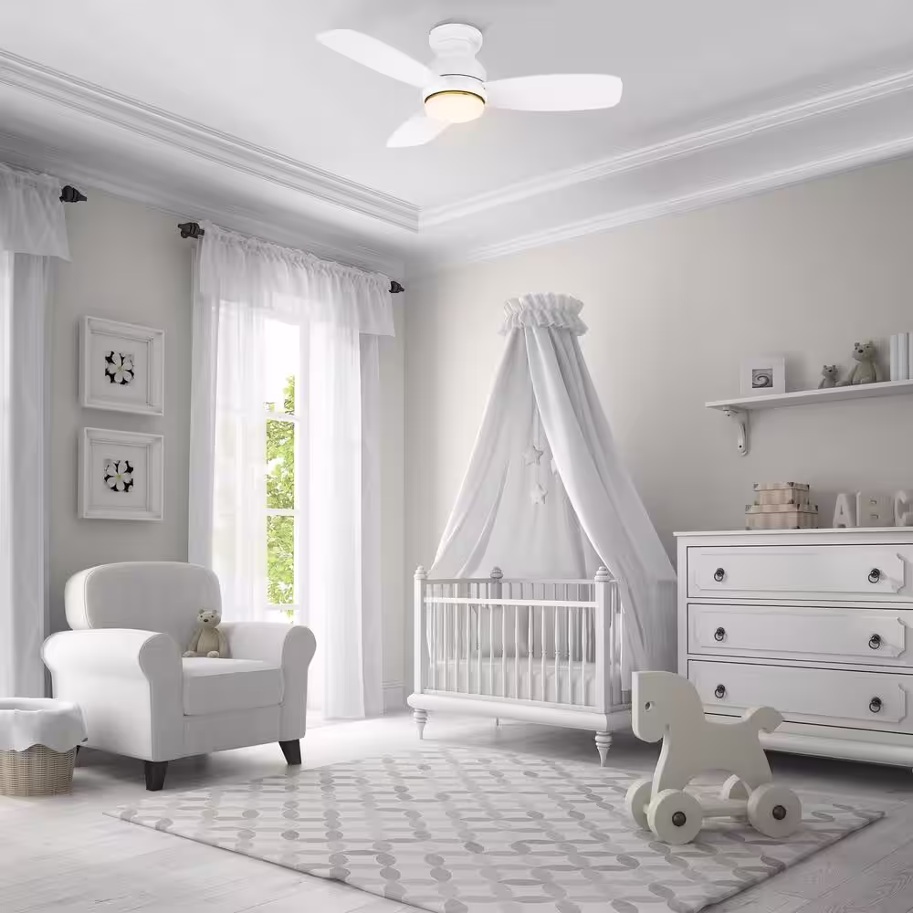 CARRO Arran 44 in. Color Changing Integrated LED Indoor Matte White 10-Speed DC Ceiling Fan with Light Kit and Remote Control