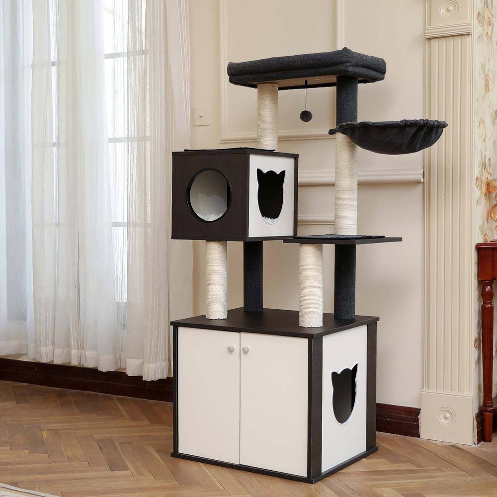 Foobrues Wooden Large Closet Modern Cat Tower Cat House