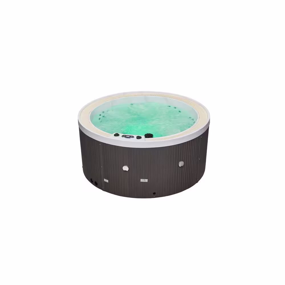 None Oscar 6-Person 52-Jet Round Hot Tub with Cloud Gray Interior and Bluetooth