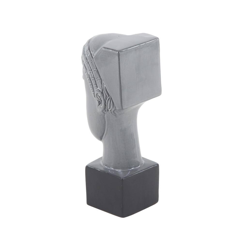 Litton Lane 12 in. x 4 in. Gray Ceramic Eclectic Mask Sculpture