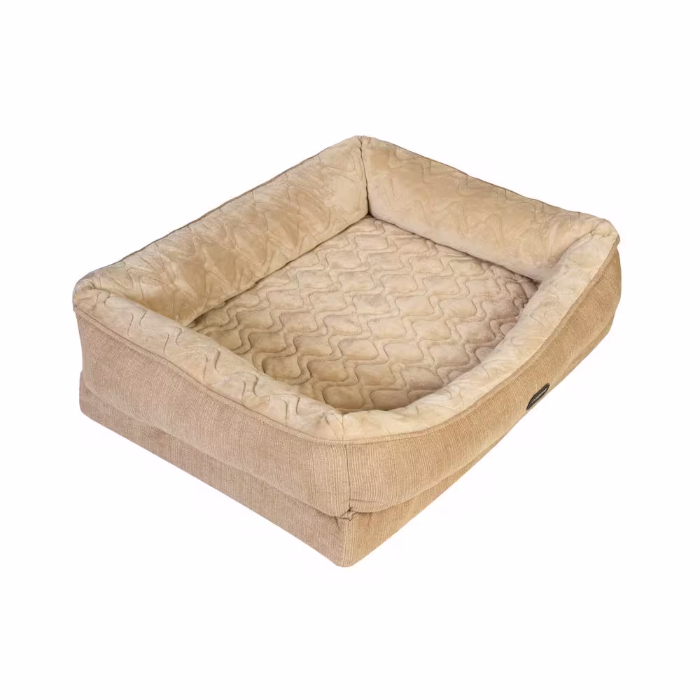 Beautyrest Medium Tan Ultra-Plush Quilted Dog Bed