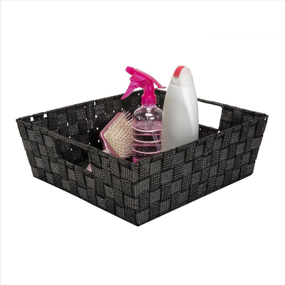 Simplify Large Lurex Striped Woven Strap Shelf Tote