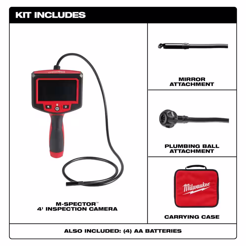 Milwaukee M12 FUEL 12V Lithium Ion Brushless Cordless Hammer Drill and Impact Driver Kit w/M-Spector 4 ft. Inspection Camera Scope