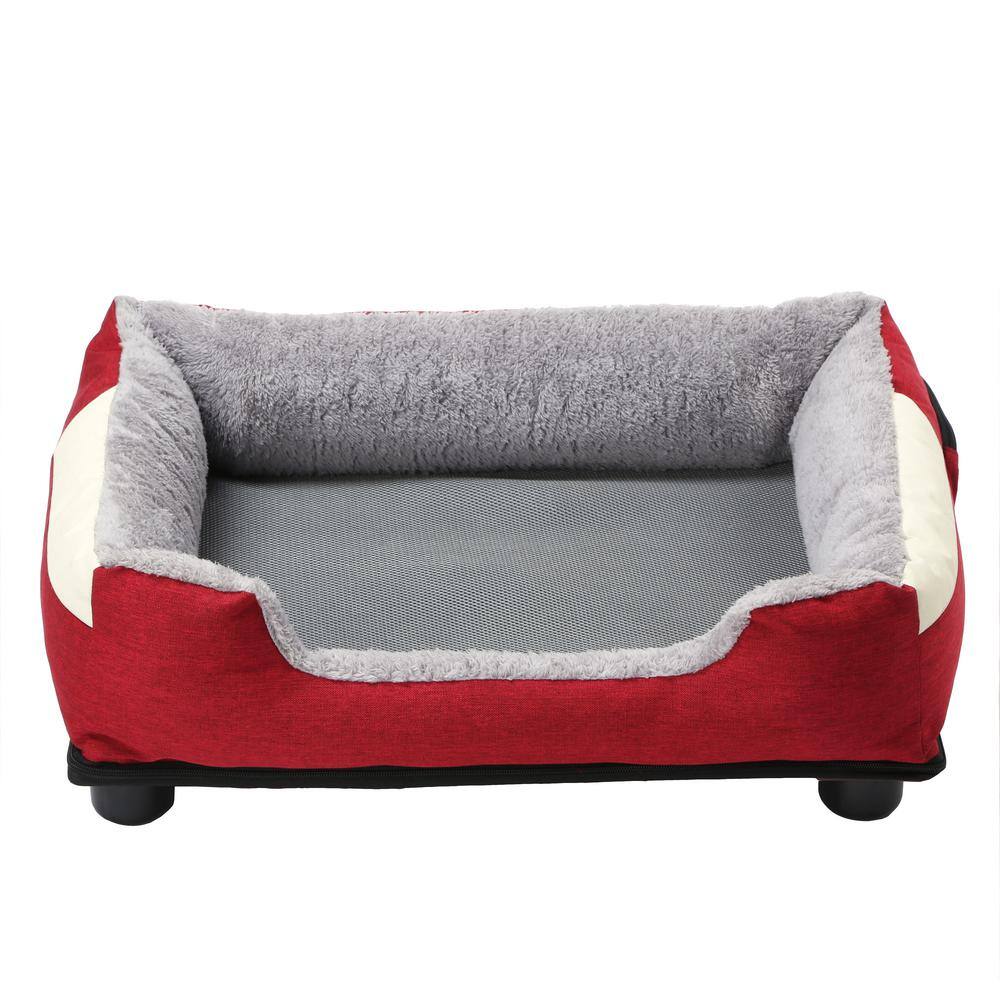 PET LIFE Large Red Dream Smart Electronic Heating and Cooling Smart Pet Bed