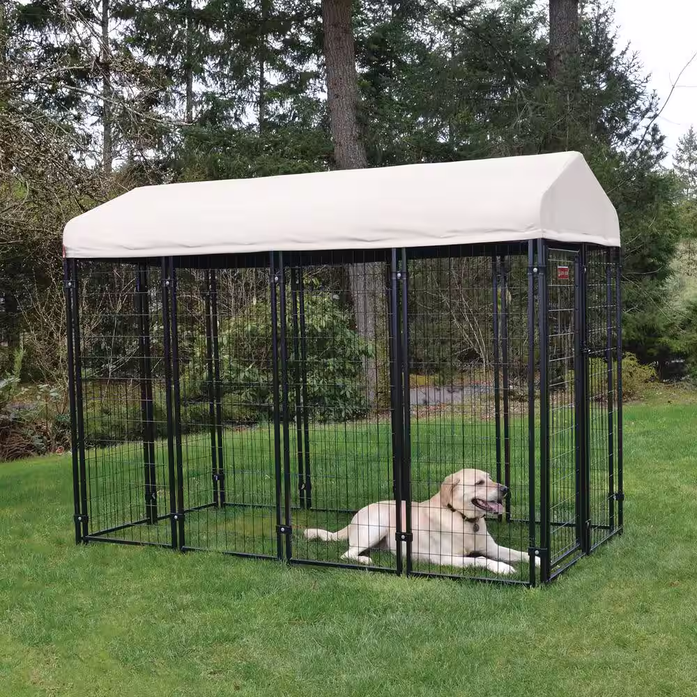 Lucky Dog STAY Series Villa Kennel- Khaki (4 ft. x 8 ft. x 6 ft.)