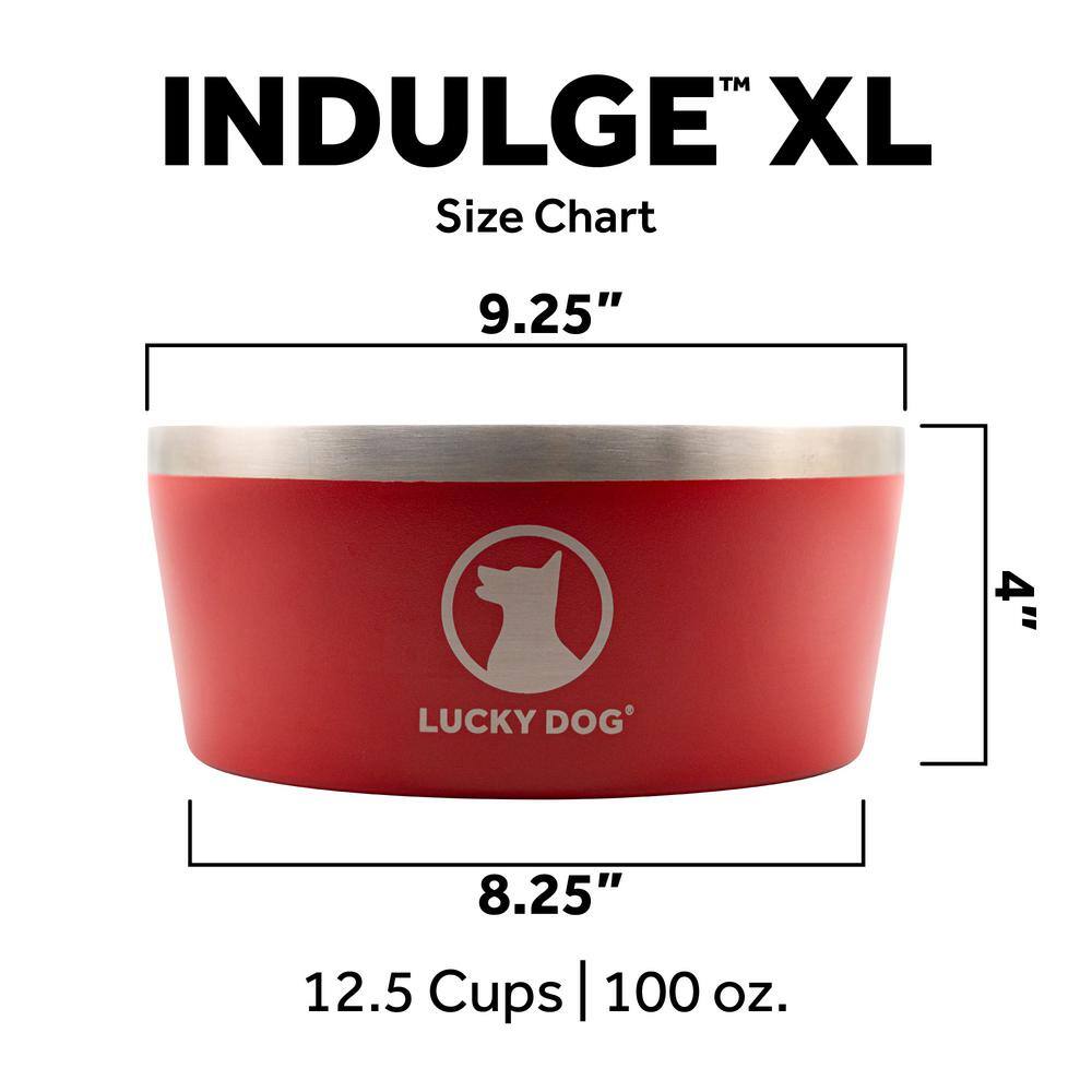 Lucky Dog Indulge 100 oz. 12.5 Cup Double Wall Stainless Steel Dog Bowl, Non Slip, Lifetime Warranty in Beige