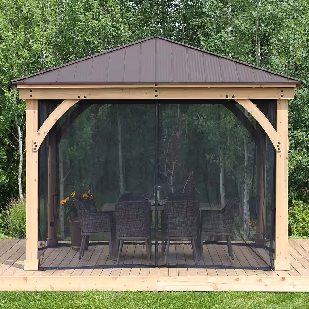 Yardistry Mosquito Mesh Kit to fit Meridian 12 ft. x 12 ft. Gazebo with UV resistant Phifer Material and Easy Glide Tracks