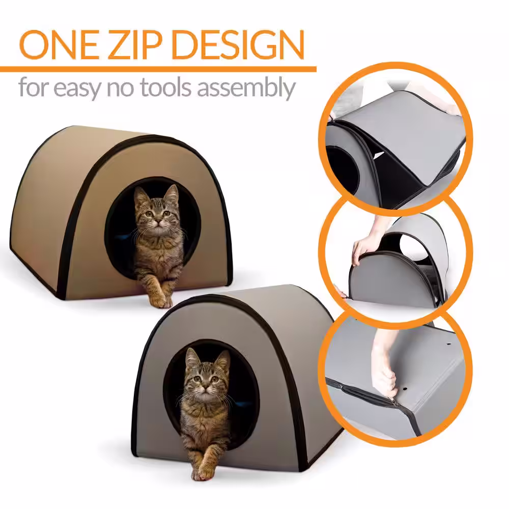K and H Pet Products 21 in. x 14 in. x 13 in. 25-Watt Tan Mod Thermo-Kitty Shelter