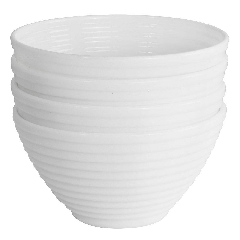 GIBSON ULTRA Patio 12 fl. oz. 4-Piece White Tempered Opal Glass Dessert Bowl Set