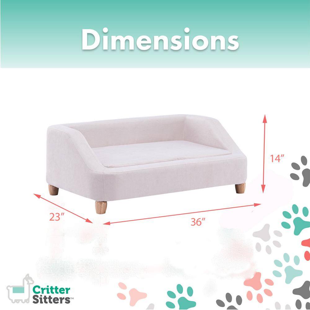 Critter Sitters 36 in. Medium Microfiber White Rectangle Pet Bed for Medium-Sized Dogs