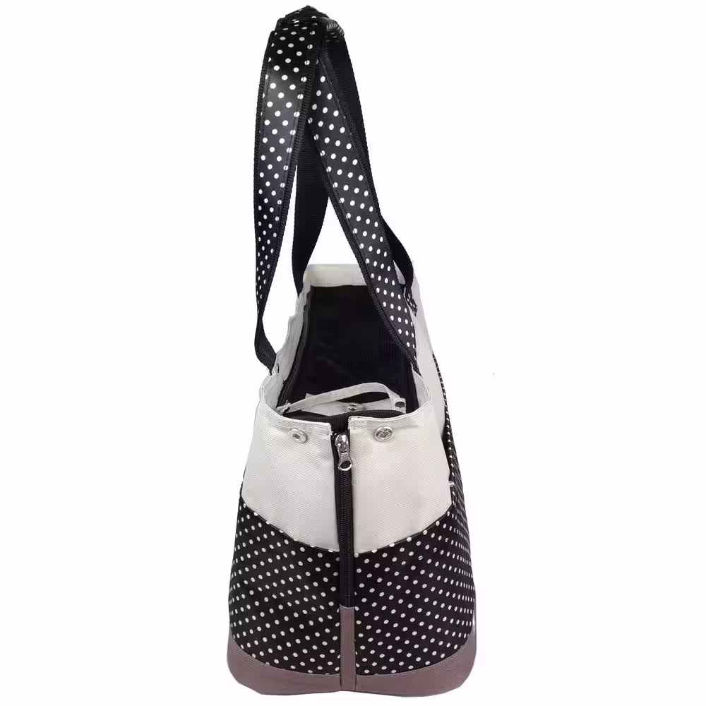 PET LIFE Black and White Fashion Tote Spotted Pet Carrier - Medium