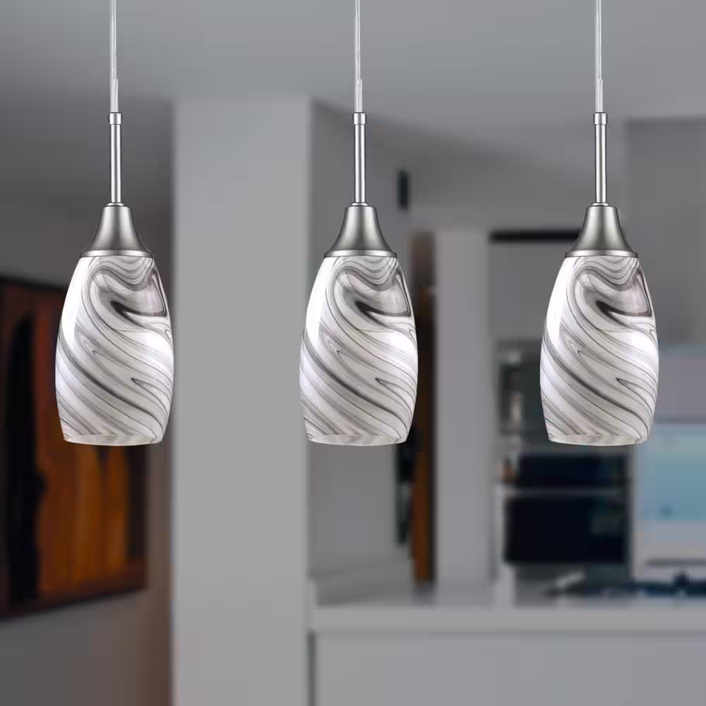 None Peak 3-Light Black and Grey Pendant