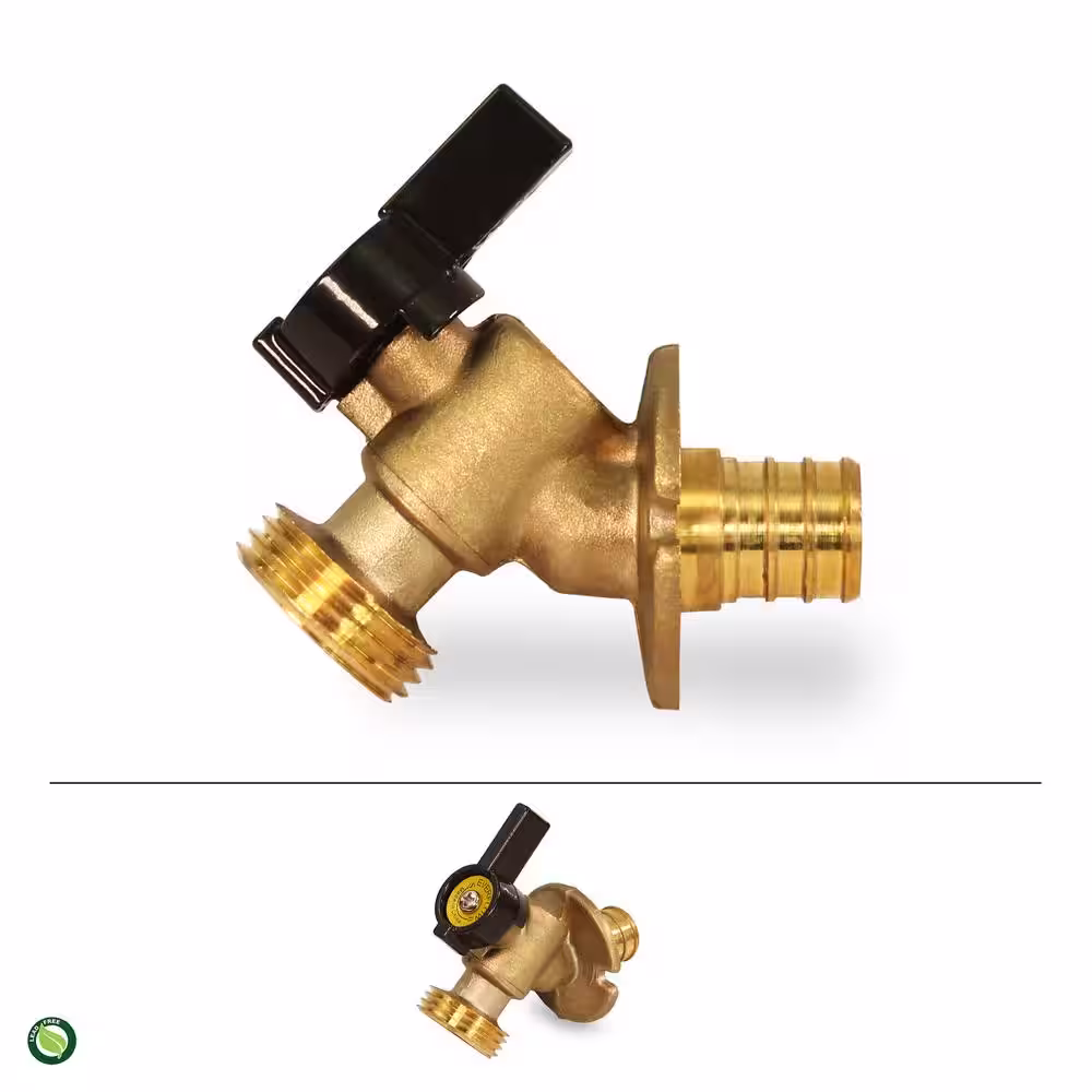 The Plumber's Choice 3/4 in. Pex Inlet x 3/4 in. MHT Outlet Quarter Turn Sillcock Hose Bibb; Cast Brass