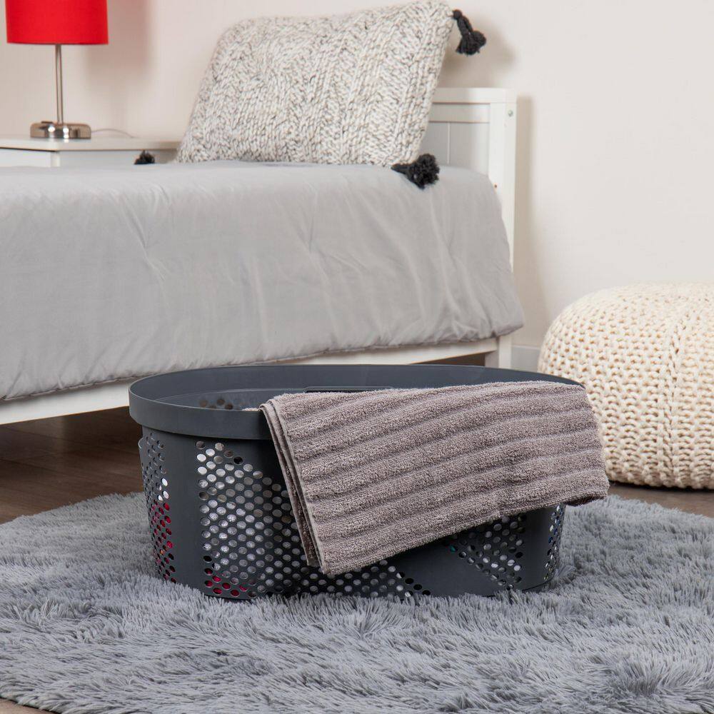 Mind Reader Basket Collection, Laundry Basket, 40 Liter (10kg/22lbs) Capacity, Cut Out Handles, Set of 2, Gray