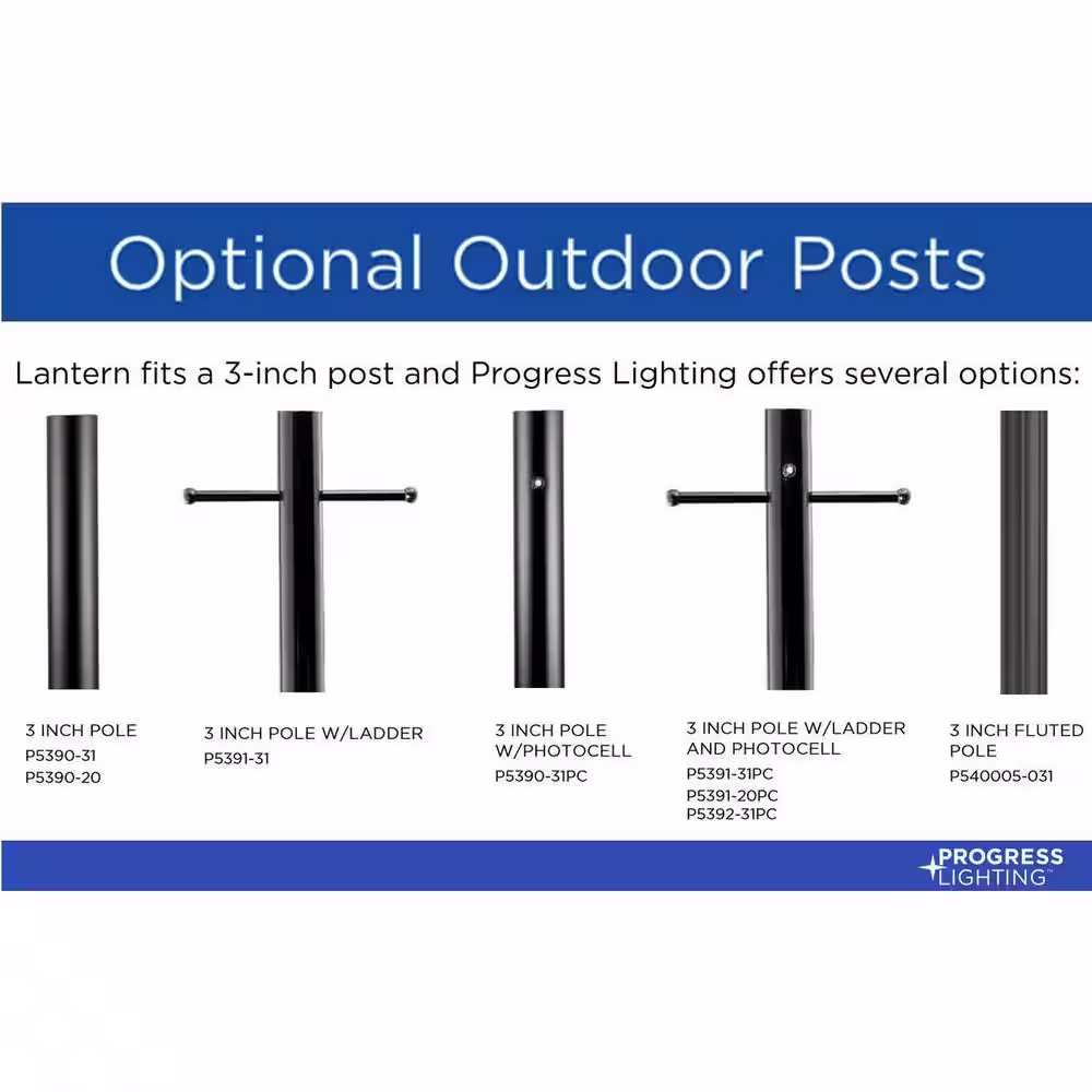 Progress Lighting Barlowe Collection 1-Light Antique Bronze Clear Seeded Glass Farmhouse Outdoor Post Lantern Light