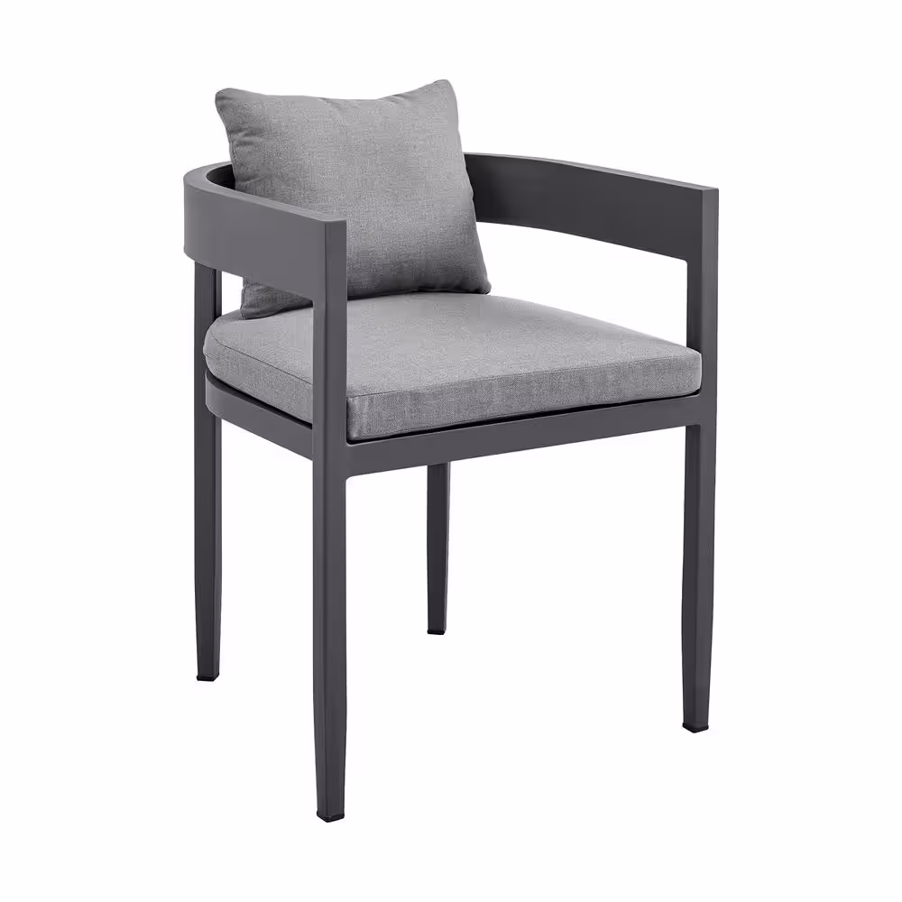 Armen Living Argiope Dark Grey 5-Piece Aluminum Outdoor Dining Set with Dark Grey Cushions