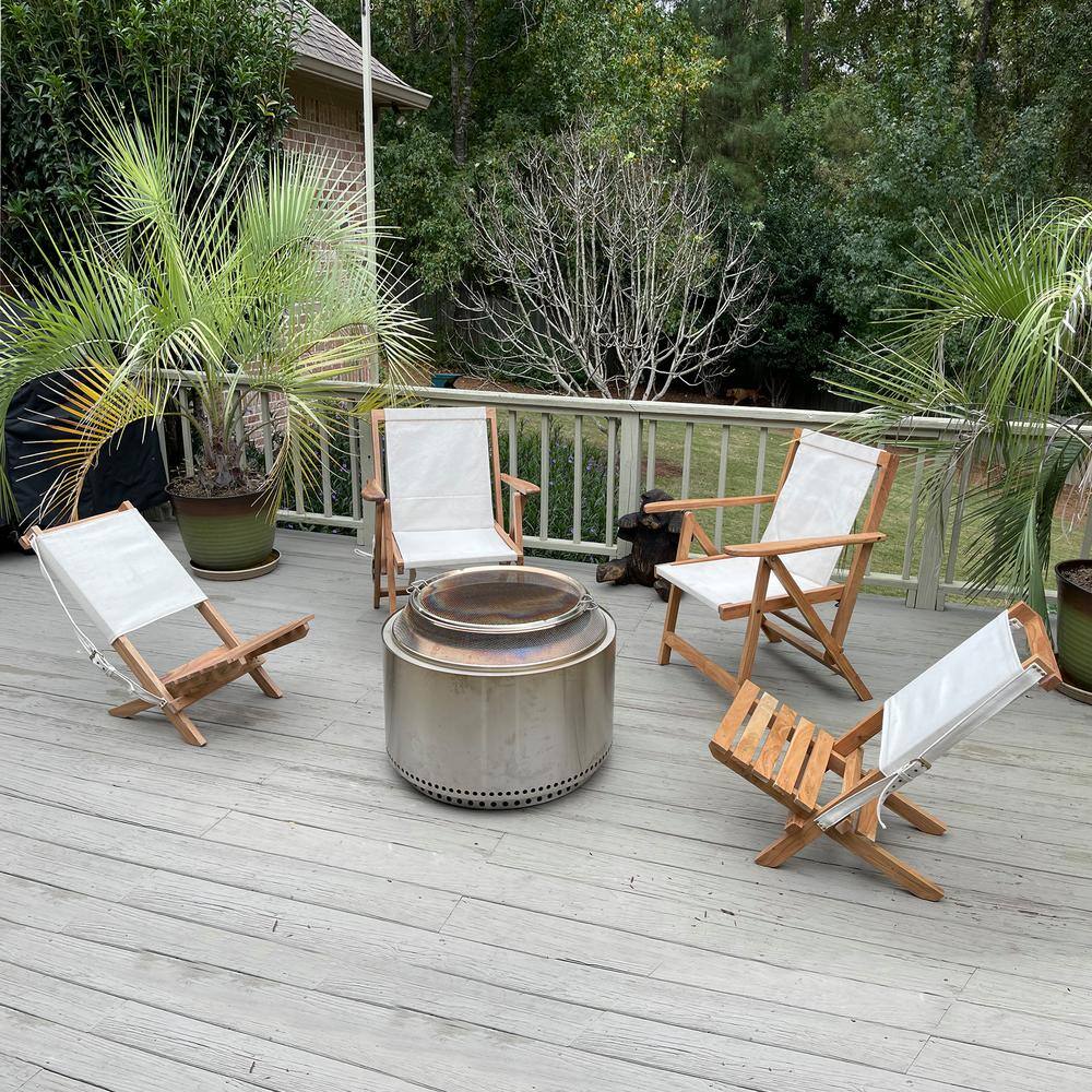 AmeriHome Acacia and Canvas Folding Chair