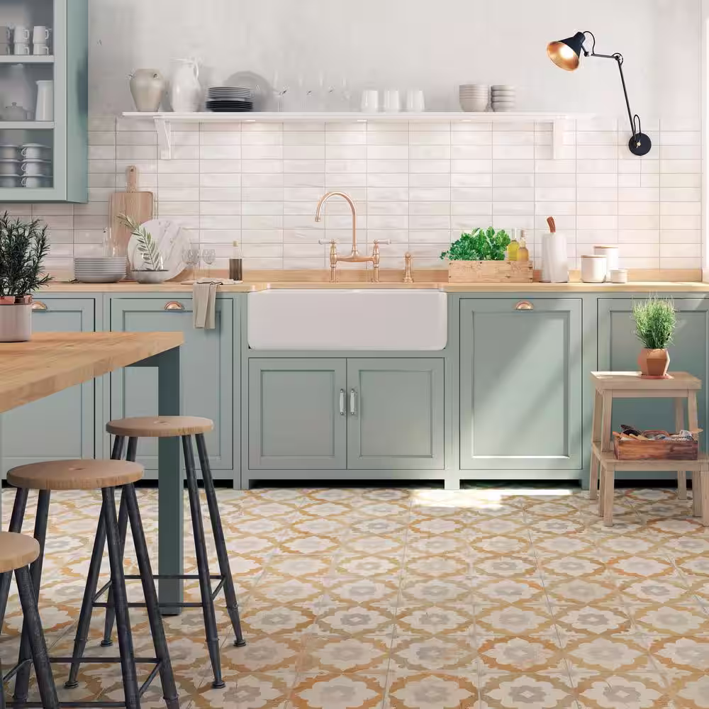 Merola Tile Kings Clay Blossom 17-5/8 in. x 17-5/8 in. Ceramic Floor and Wall Tile (10.95 sq. ft./Case)