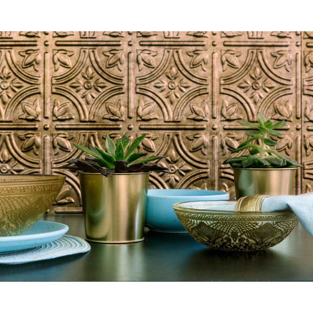 None 18.5'' x 24.3'' Empire Decorative 3D PVC Backsplash Panels in Bronze 9-Pieces