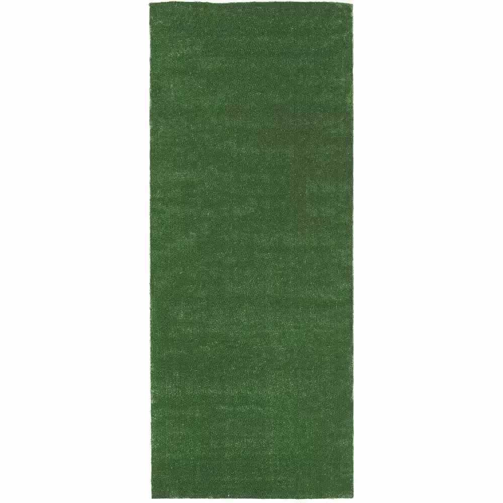 Sweet Home Stores Meadowland Collection Waterproof Solid Indoor/Outdoor 3 ft. x 17 ft. Green Artificial Grass Runner Rug
